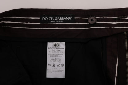 Bordeaux White Striped Hemp Casual Shorts Dolce & Gabbana