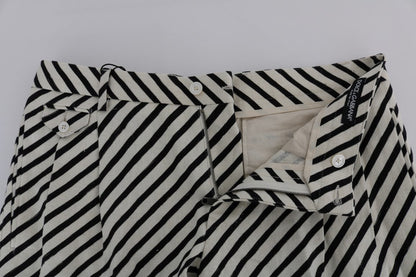 White Black Striped Hemp Casual Shorts Dolce & Gabbana