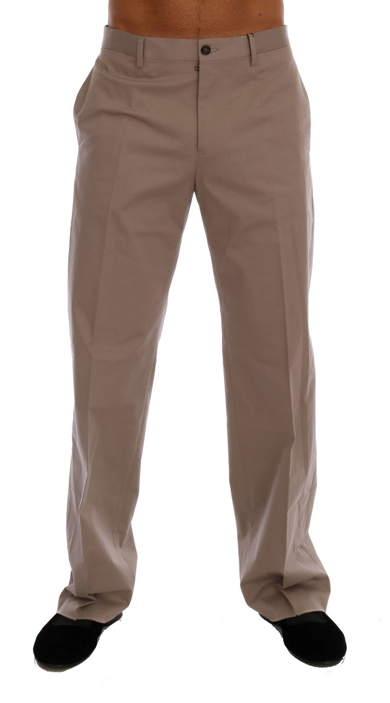 Beige Cotton Stretch Chinos Pants Dolce & Gabbana