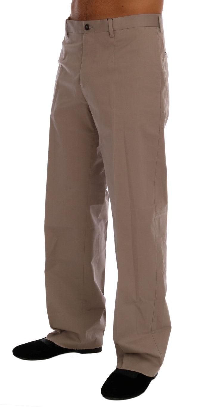 Beige Cotton Stretch Chinos Pants Dolce & Gabbana