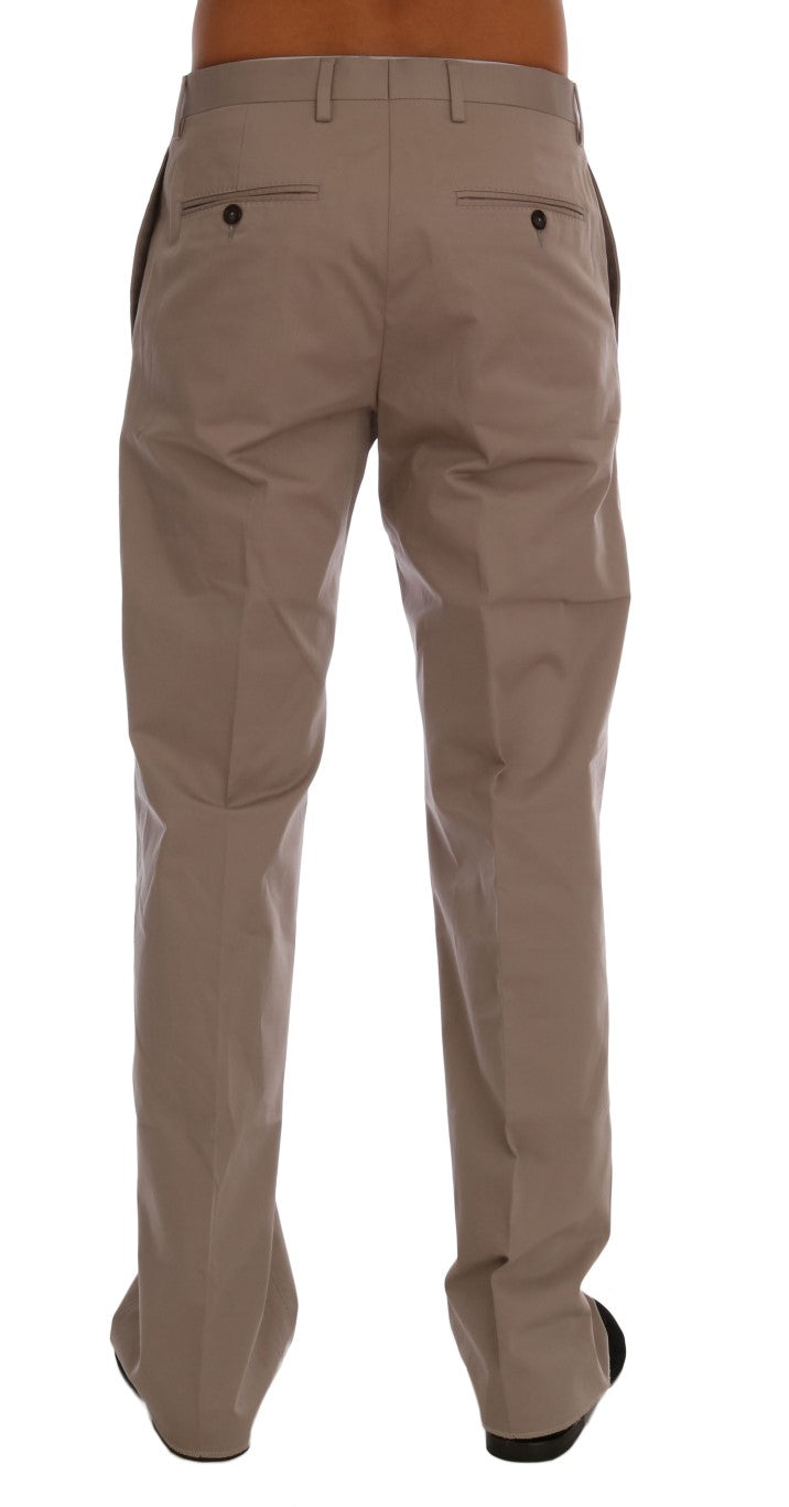 Beige Cotton Stretch Chinos Pants Dolce & Gabbana