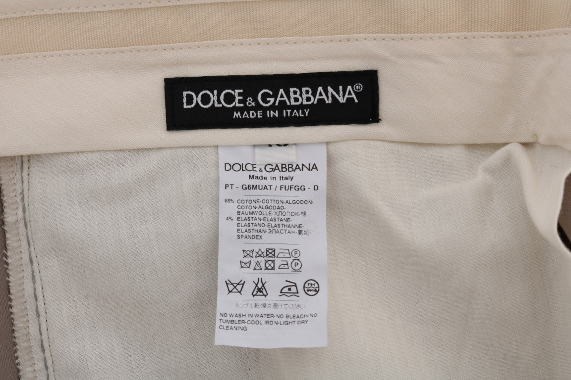 Beige Cotton Stretch Chinos Pants Dolce & Gabbana