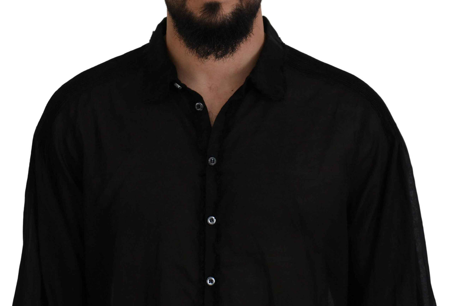 Black Cotton Collared Long Sleeves Formal Shirt