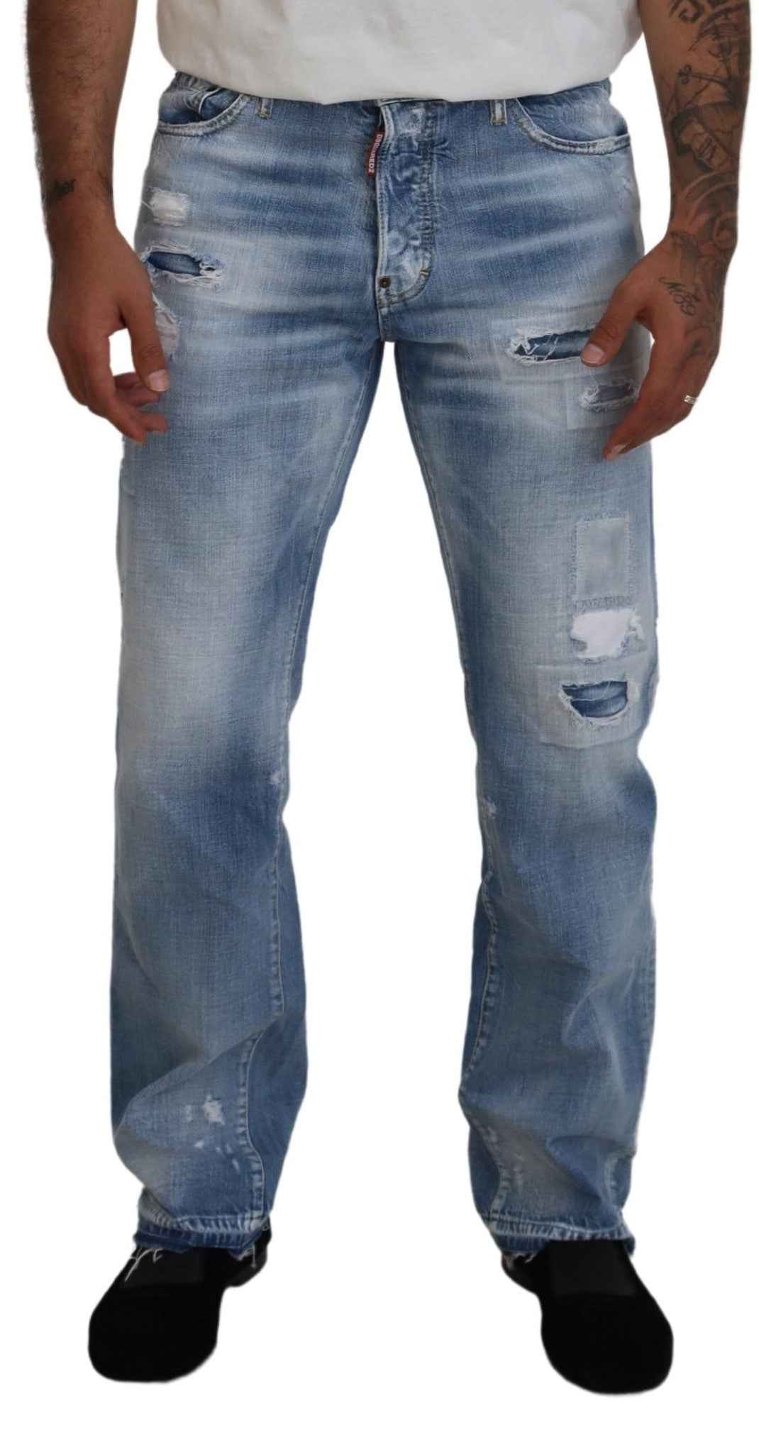 Blue Washed Straight Fit Men Casual Denim Jeans