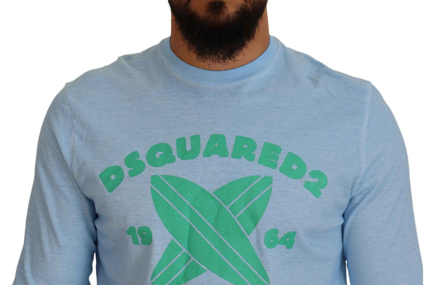 Light Blue Printed Long Sleeves Men Sweater