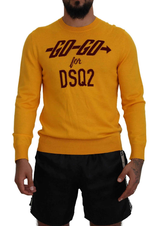 Orange Wool Long Sleeves Men Pullover Sweater