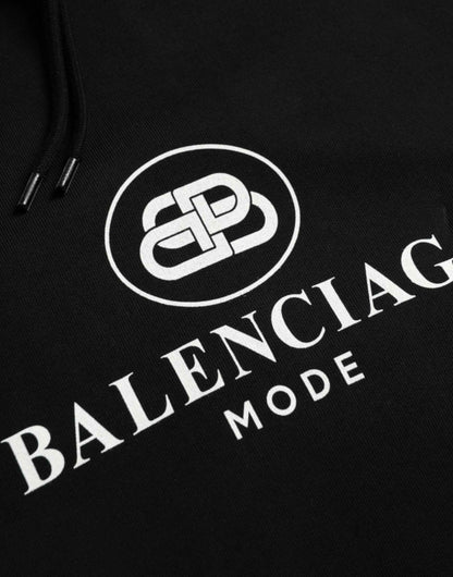 Black Cotton Logo Hooded Pullover Sweatshirt Sweater