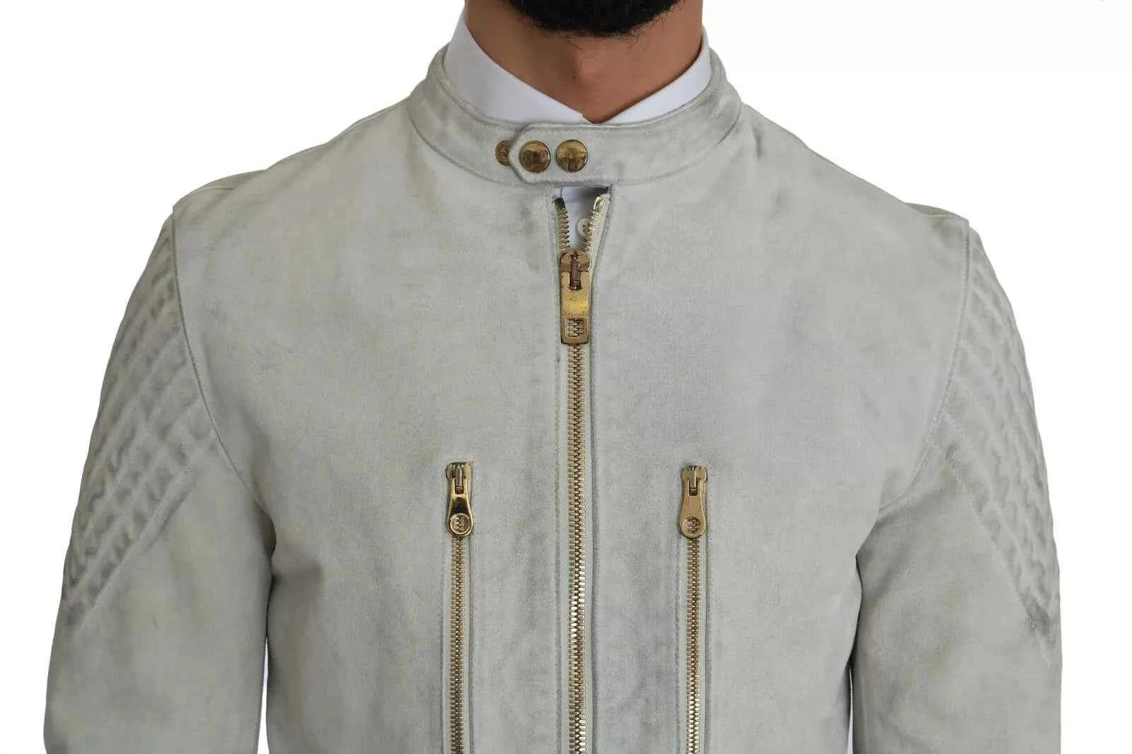 Leather White Biker Motorcycle Jacket