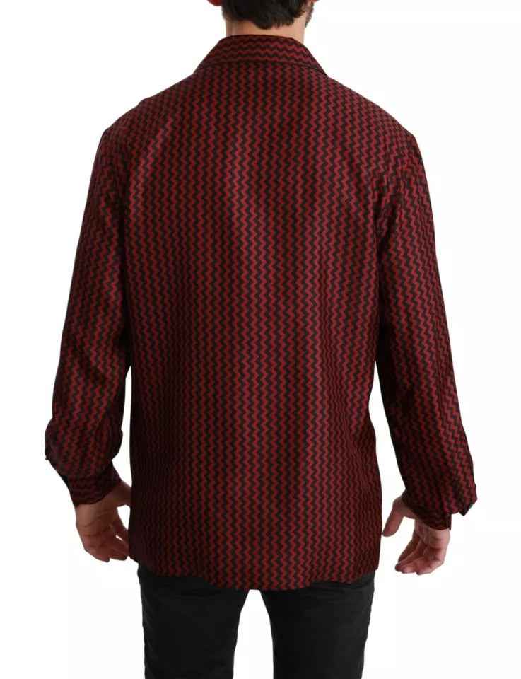 Black Red Zigzag Pattern Casual Shirt