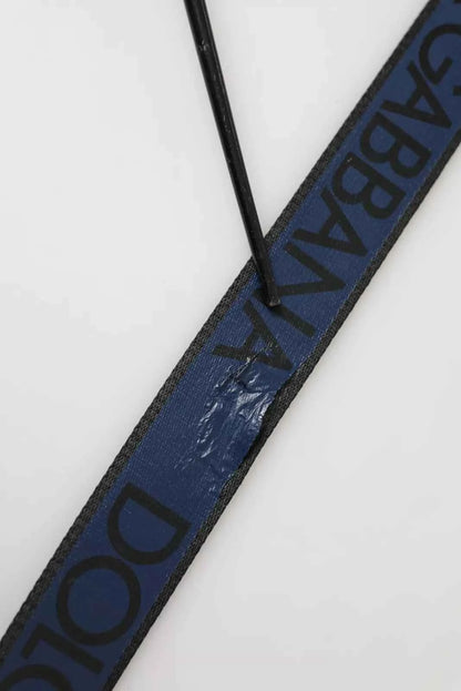 Black Blue Logo Silver Metal Buckle Belt