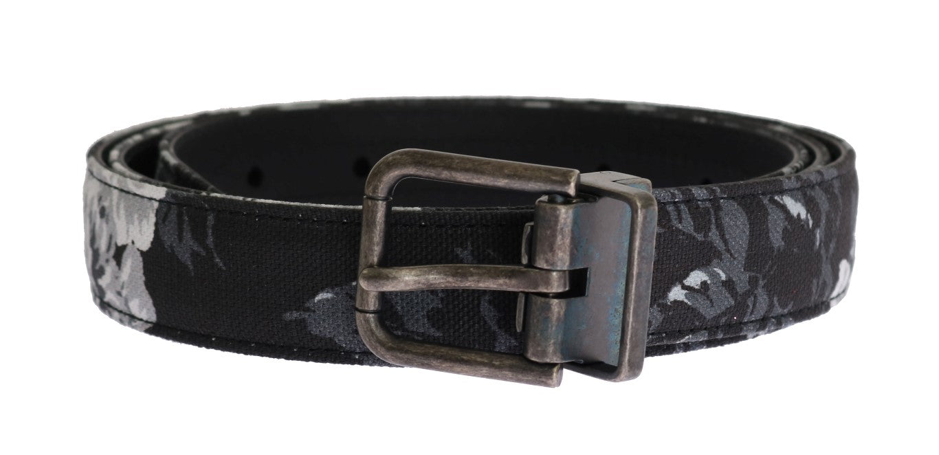 Black Cayman Linen Leather Belt Dolce & Gabbana