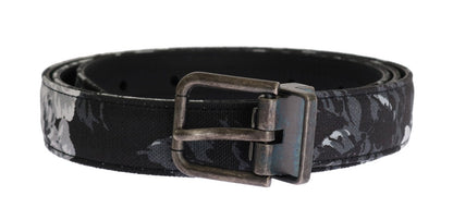 Black Cayman Linen Leather Belt Dolce & Gabbana
