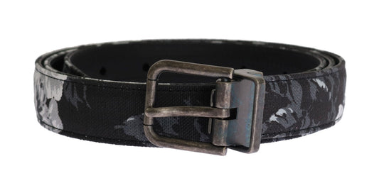 Black Cayman Linen Leather Belt Dolce & Gabbana
