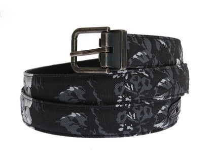 Black Cayman Linen Leather Belt Dolce & Gabbana