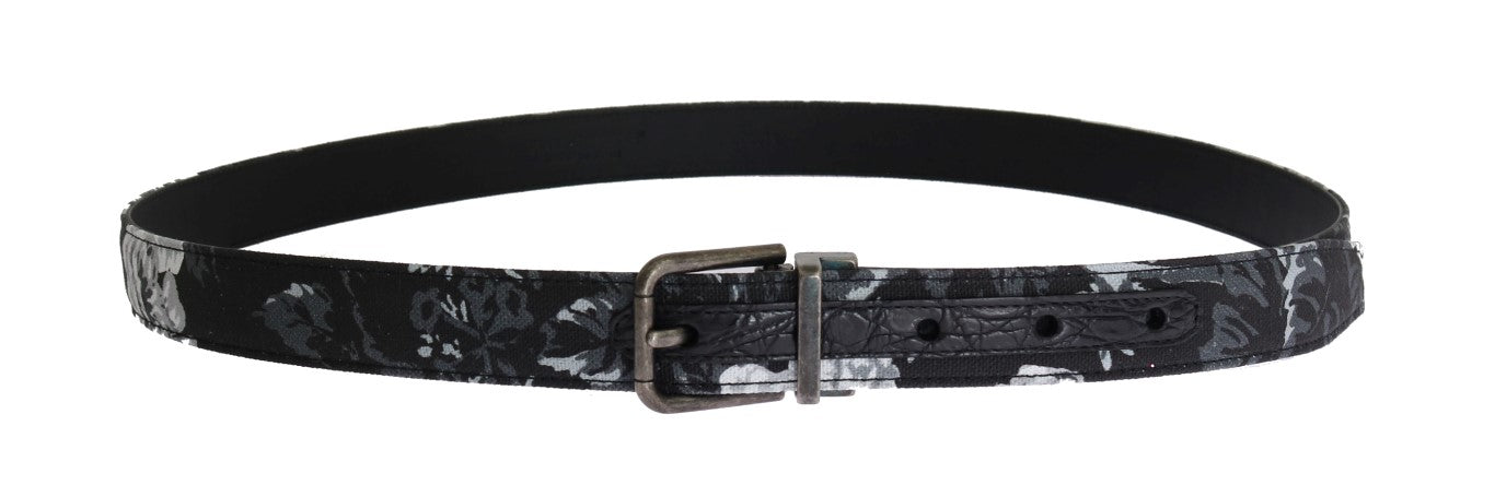 Black Cayman Linen Leather Belt Dolce & Gabbana