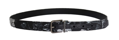 Black Cayman Linen Leather Belt Dolce & Gabbana