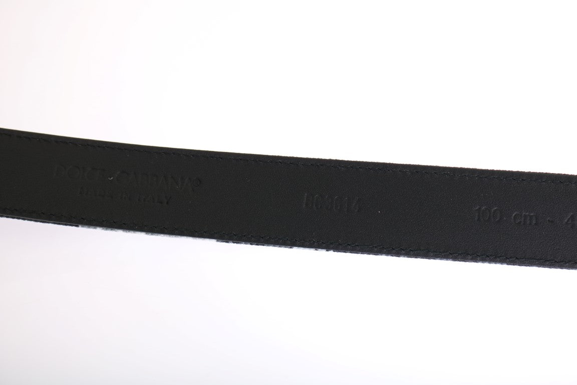 Black Cayman Linen Leather Belt Dolce & Gabbana