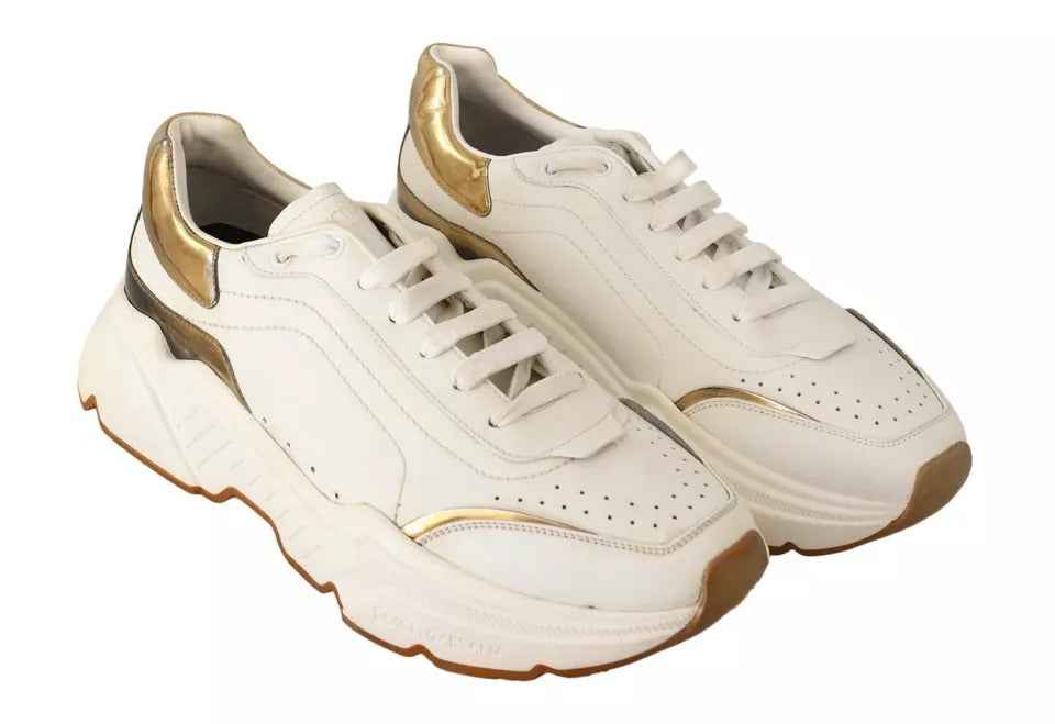 White Gold Leather Sport DAYMASTER Sneakers Shoes