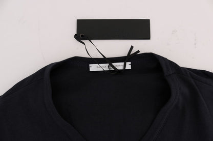 Blue Cotton V-neck T-Shirt Daniele Alessandrini