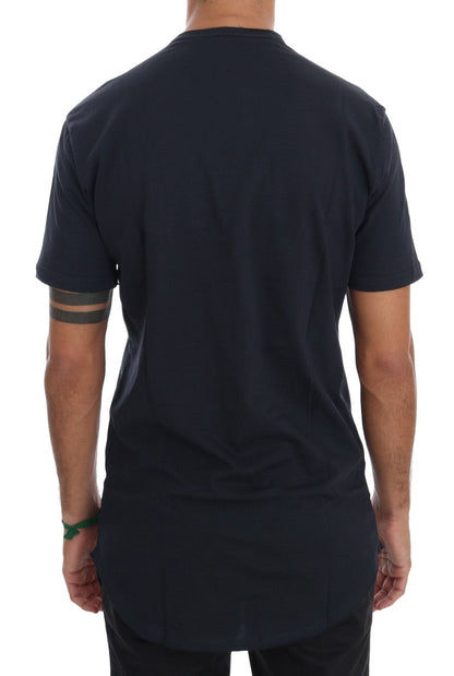 Blue Cotton Crewneck T-Shirt Daniele Alessandrini