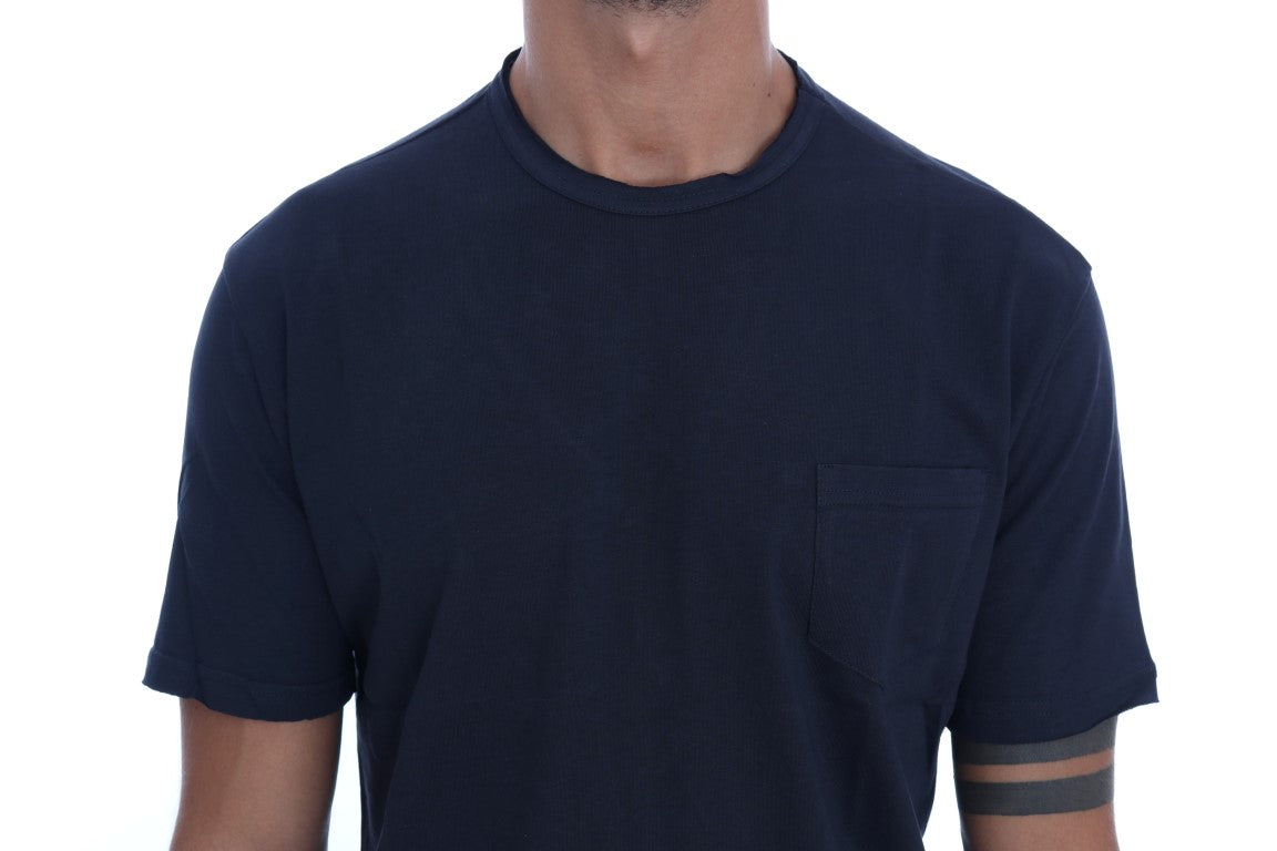 Blue Cotton Crewneck T-Shirt Daniele Alessandrini