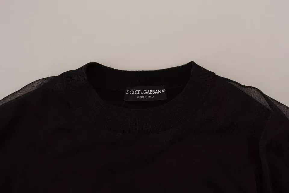 Black Polyester Logo Men Pullover Sweater