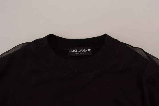 Black Polyester Logo Men Pullover Sweater
