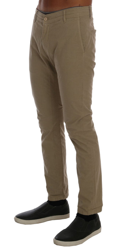 Beige Cotton Stretch Slim Fit Chinos Daniele Alessandrini