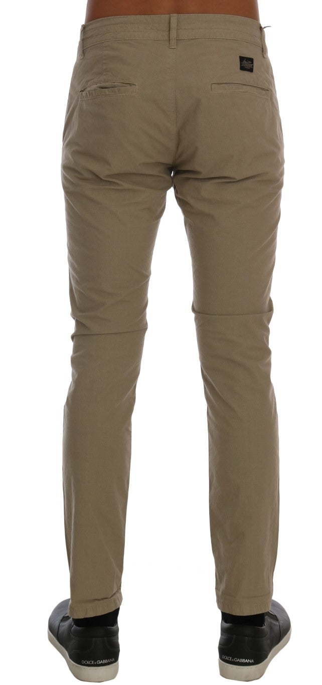 Beige Cotton Stretch Slim Fit Chinos Daniele Alessandrini