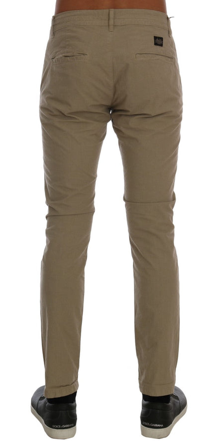 Beige Cotton Stretch Slim Fit Chinos Daniele Alessandrini