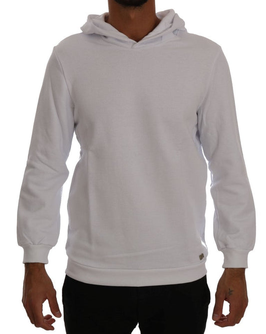 White Pullover Hodded Cotton Sweater Daniele Alessandrini
