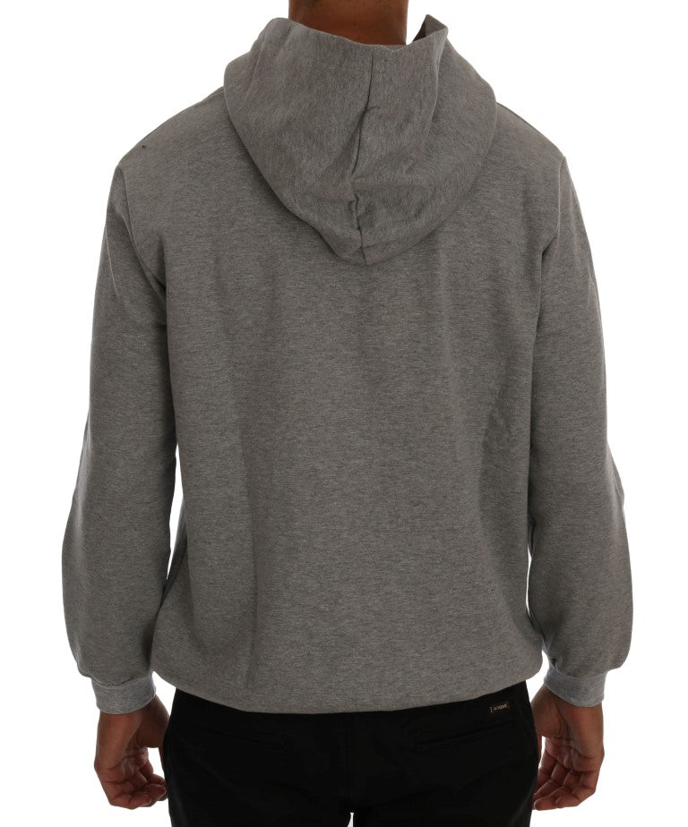 Gray Pullover Hodded Cotton Sweater Daniele Alessandrini
