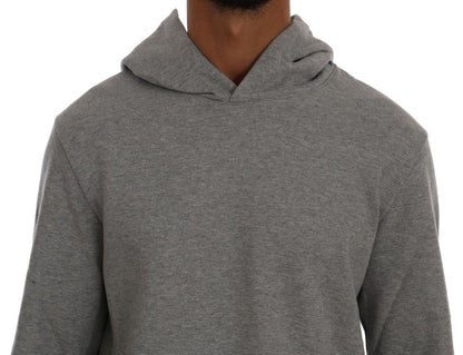 Gray Pullover Hodded Cotton Sweater Daniele Alessandrini