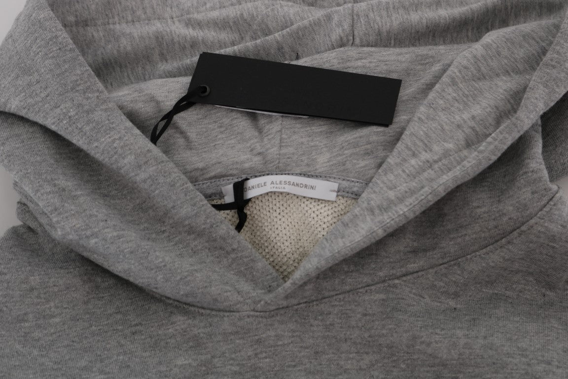 Gray Pullover Hodded Cotton Sweater Daniele Alessandrini
