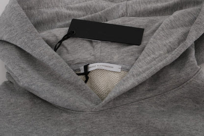 Gray Pullover Hodded Cotton Sweater Daniele Alessandrini
