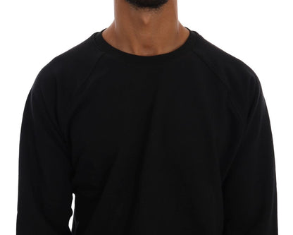 Black Crewneck Cotton Pullover Sweater Daniele Alessandrini
