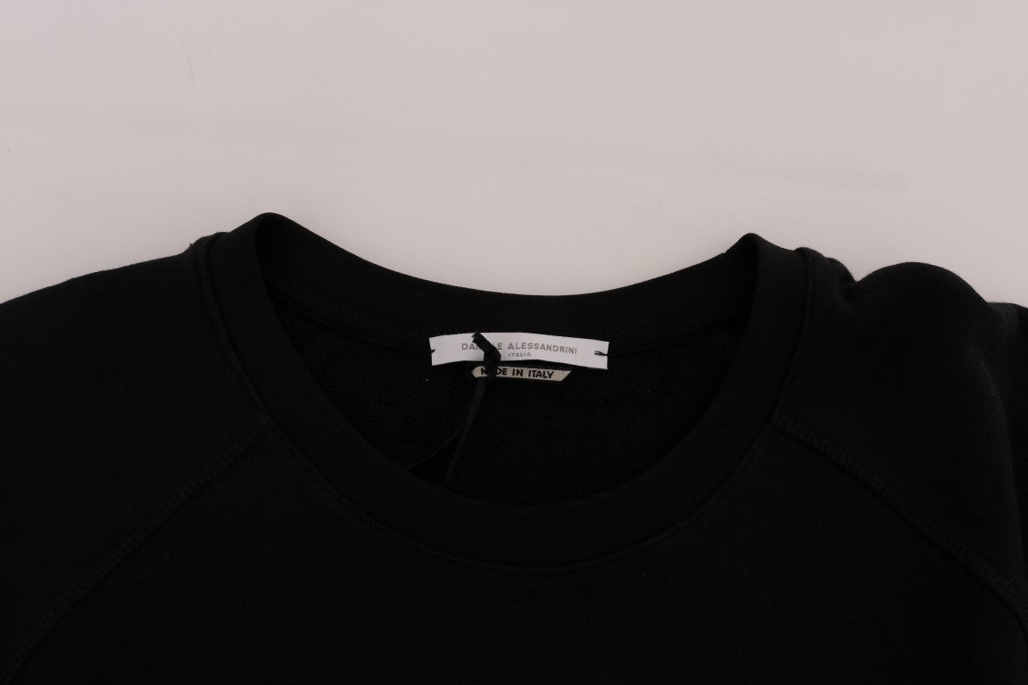 Black Crewneck Cotton Pullover Sweater Daniele Alessandrini