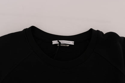 Black Crewneck Cotton Pullover Sweater Daniele Alessandrini