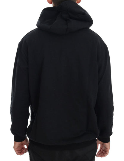 Black Gym Casual Hooded Cotton Sweater Daniele Alessandrini