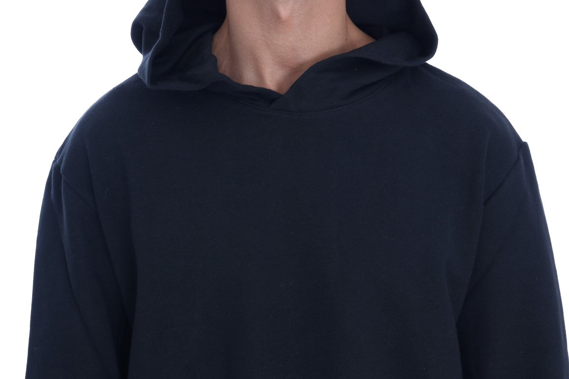 Black Gym Casual Hooded Cotton Sweater Daniele Alessandrini