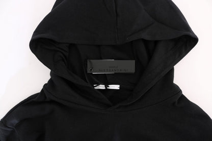 Black Gym Casual Hooded Cotton Sweater Daniele Alessandrini