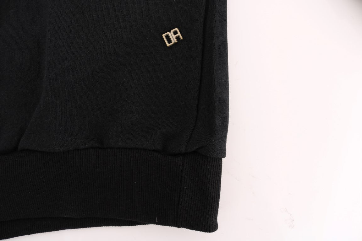 Black Gym Casual Hooded Cotton Sweater Daniele Alessandrini