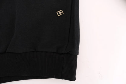 Black Gym Casual Hooded Cotton Sweater Daniele Alessandrini