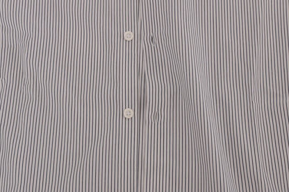 White Blue Striped Casual Cotton Regular Fit Shirt Frankie Morello