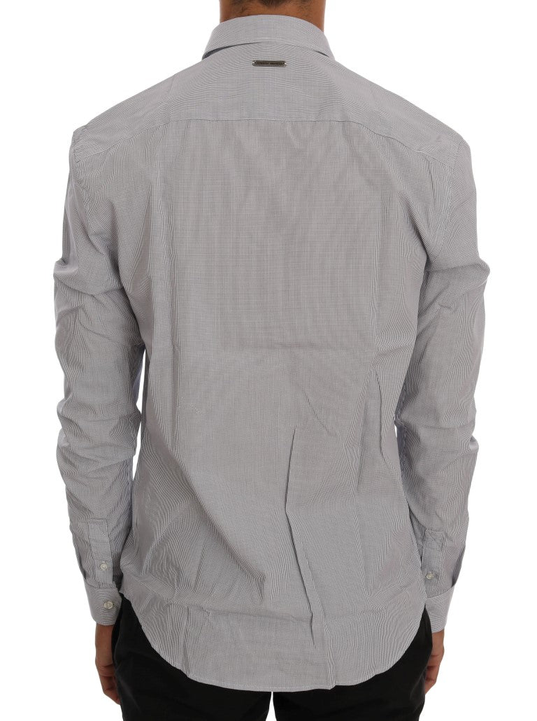 White Blue Check Casual Cotton Regular Fit Shirt Frankie Morello