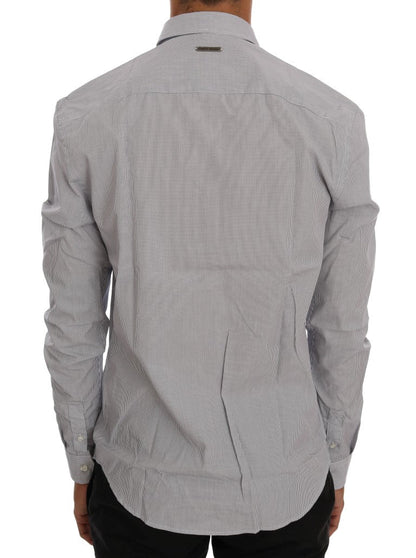 White Blue Check Casual Cotton Regular Fit Shirt Frankie Morello