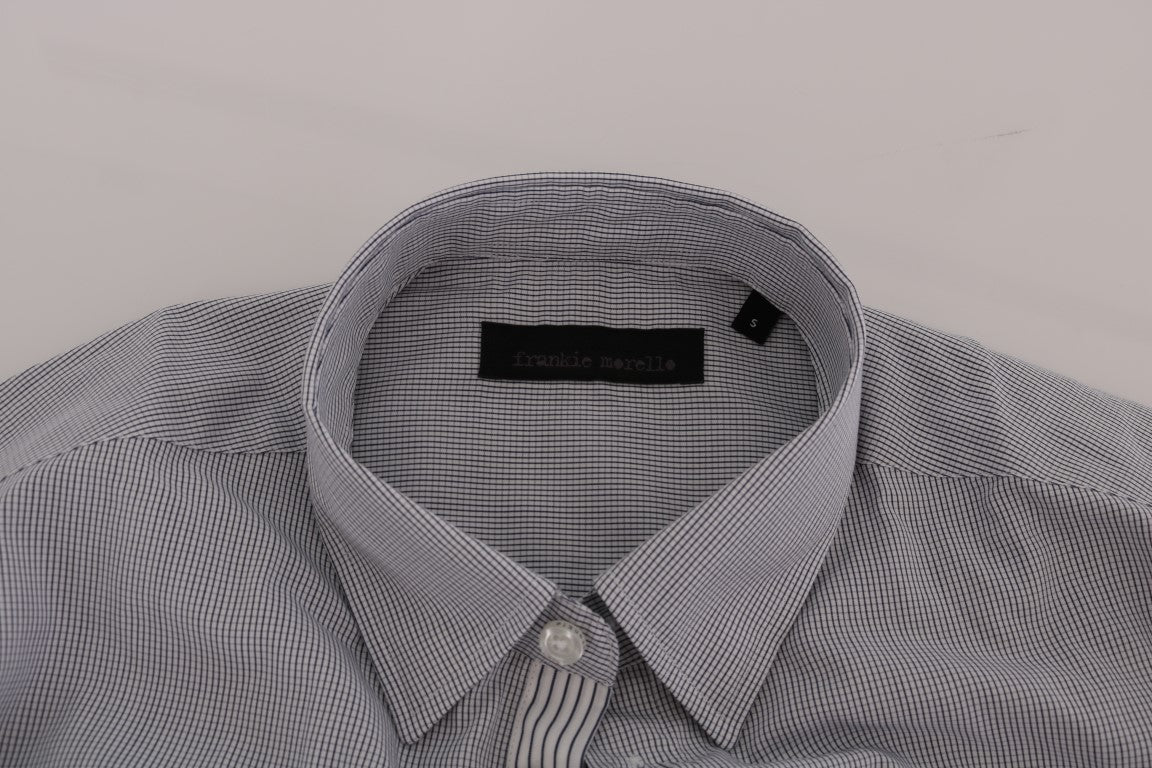 White Blue Check Casual Cotton Regular Fit Shirt Frankie Morello