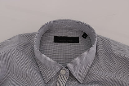 White Blue Check Casual Cotton Regular Fit Shirt Frankie Morello