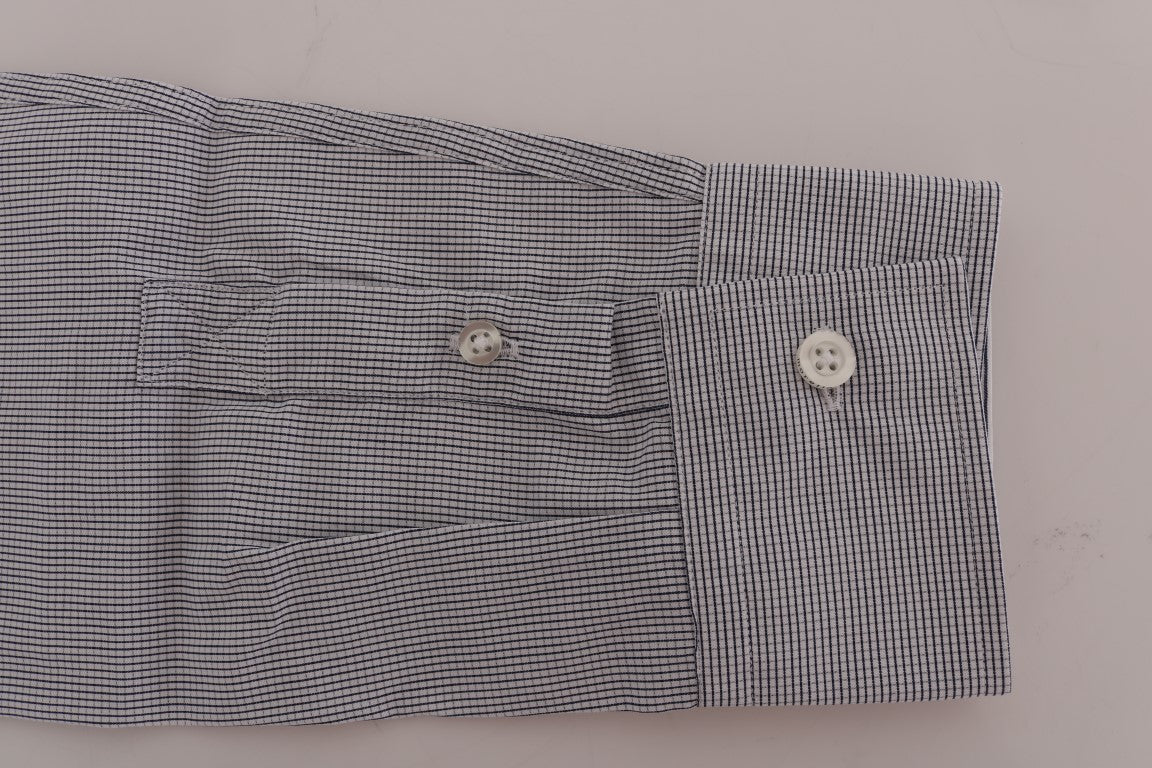 White Blue Check Casual Cotton Regular Fit Shirt Frankie Morello