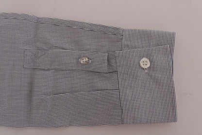 White Blue Check Casual Cotton Regular Fit Shirt Frankie Morello